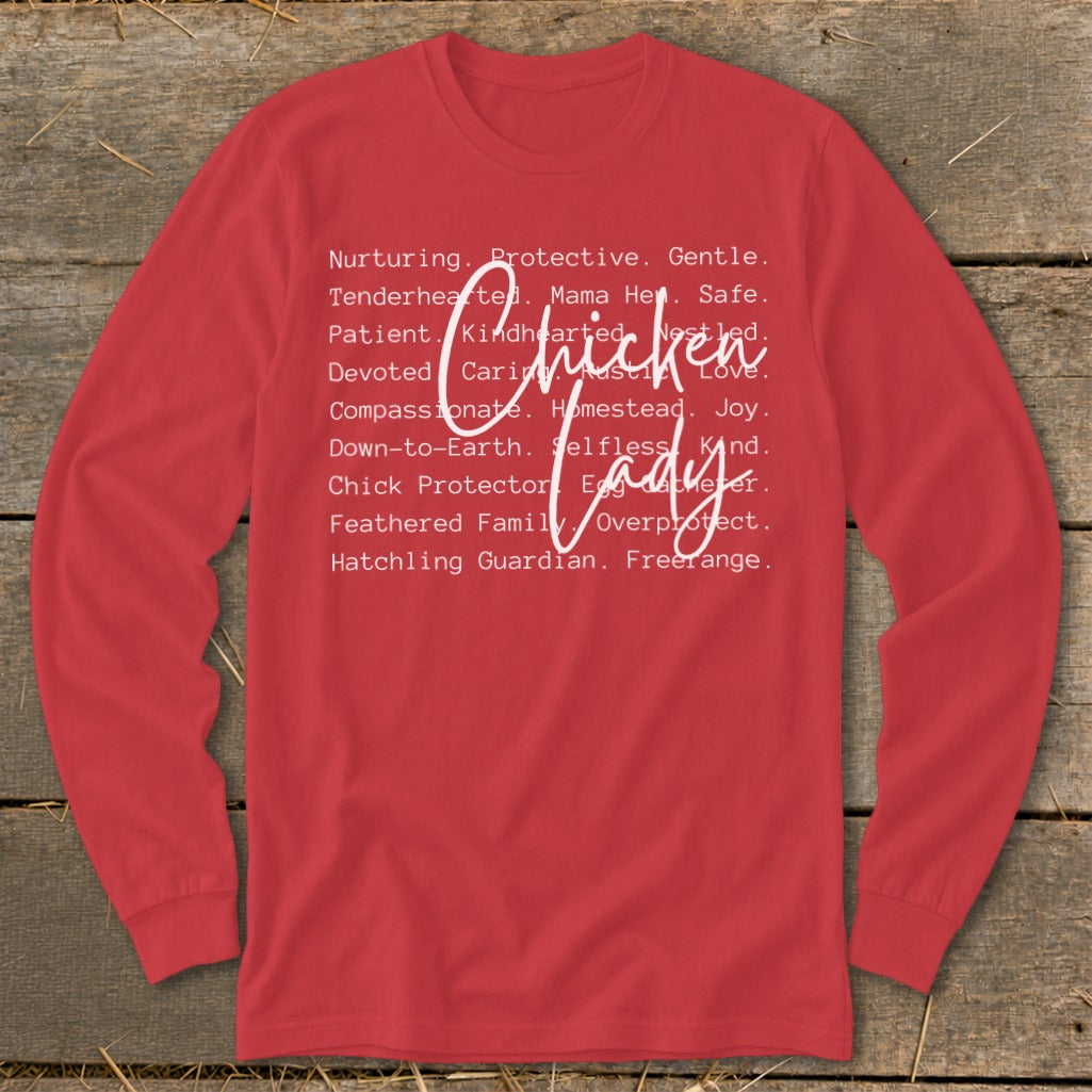 Chicken Lady Words Long Sleeve Tee