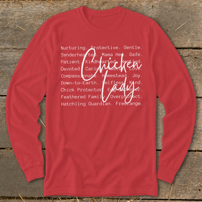 Chicken Lady Words Long Sleeve Tee
