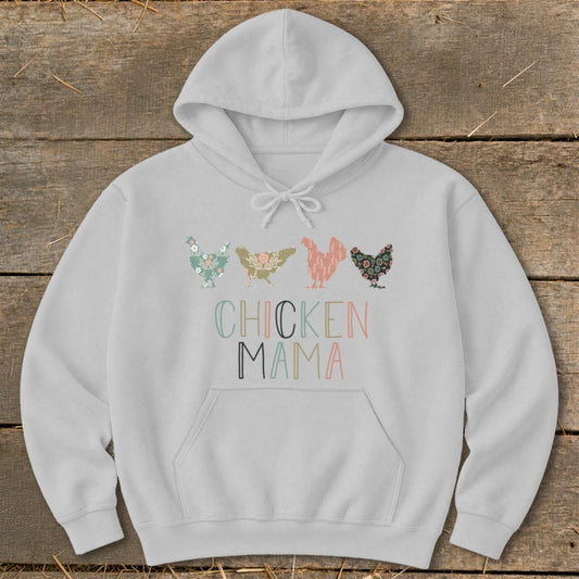 Chicken Mama Pattern Hoodie - Sport Grey