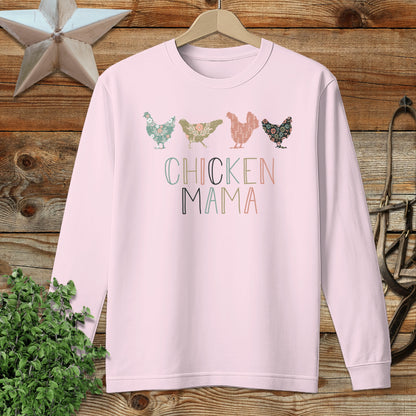Chicken Mama Pattern Long Sleeve Tee