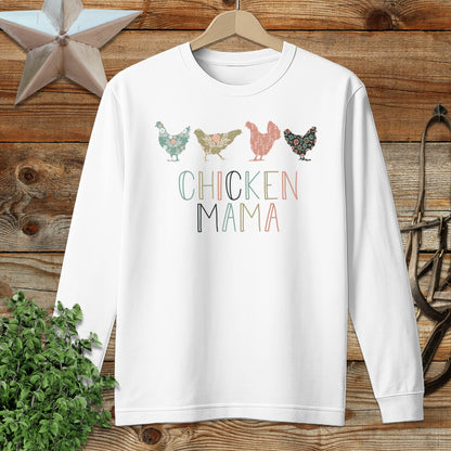 Chicken Mama Pattern Long Sleeve Tee