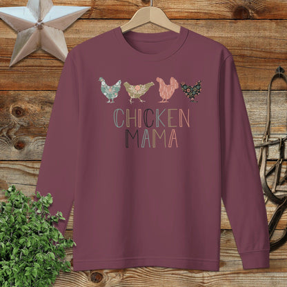 Chicken Mama Pattern Long Sleeve Tee