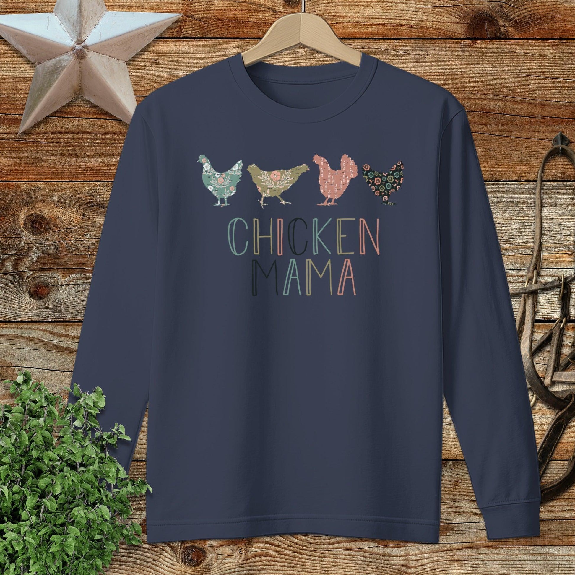 Chicken Mama Pattern Long Sleeve Tee