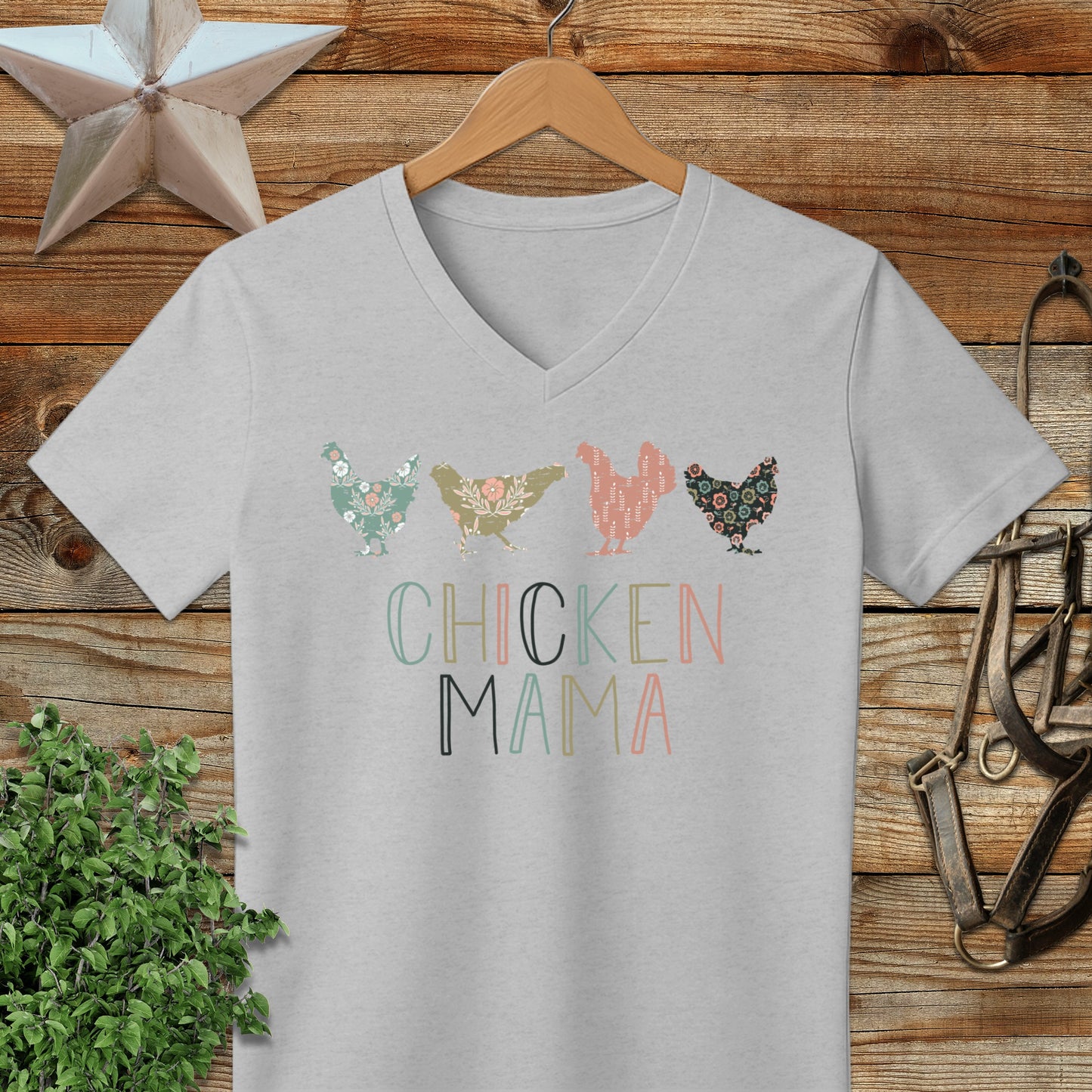 Chicken Mama Pattern V-neck