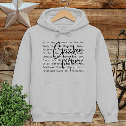 Chicken Mom Words Hoodie