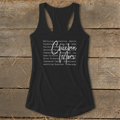 Chicken Mom Words Racerback Tank