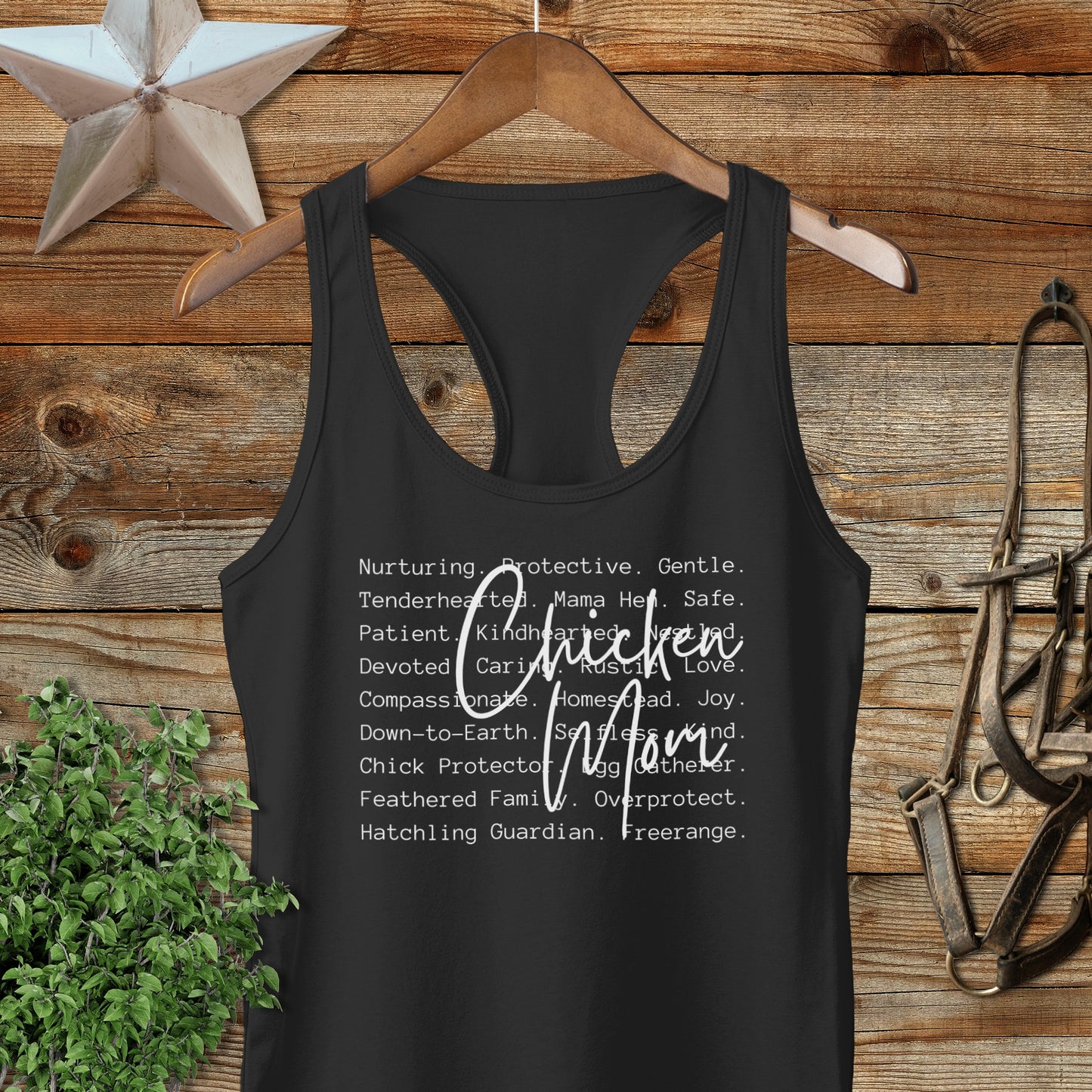Chicken Mom Words Racerback Tank