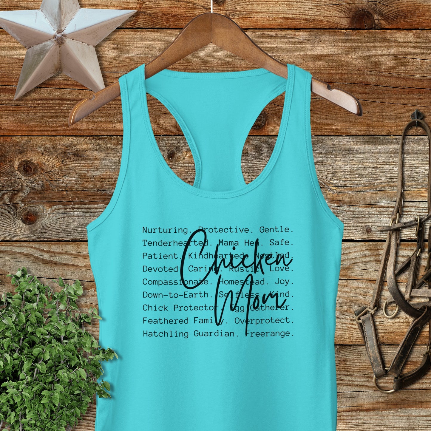 Chicken Mom Words Racerback Tank
