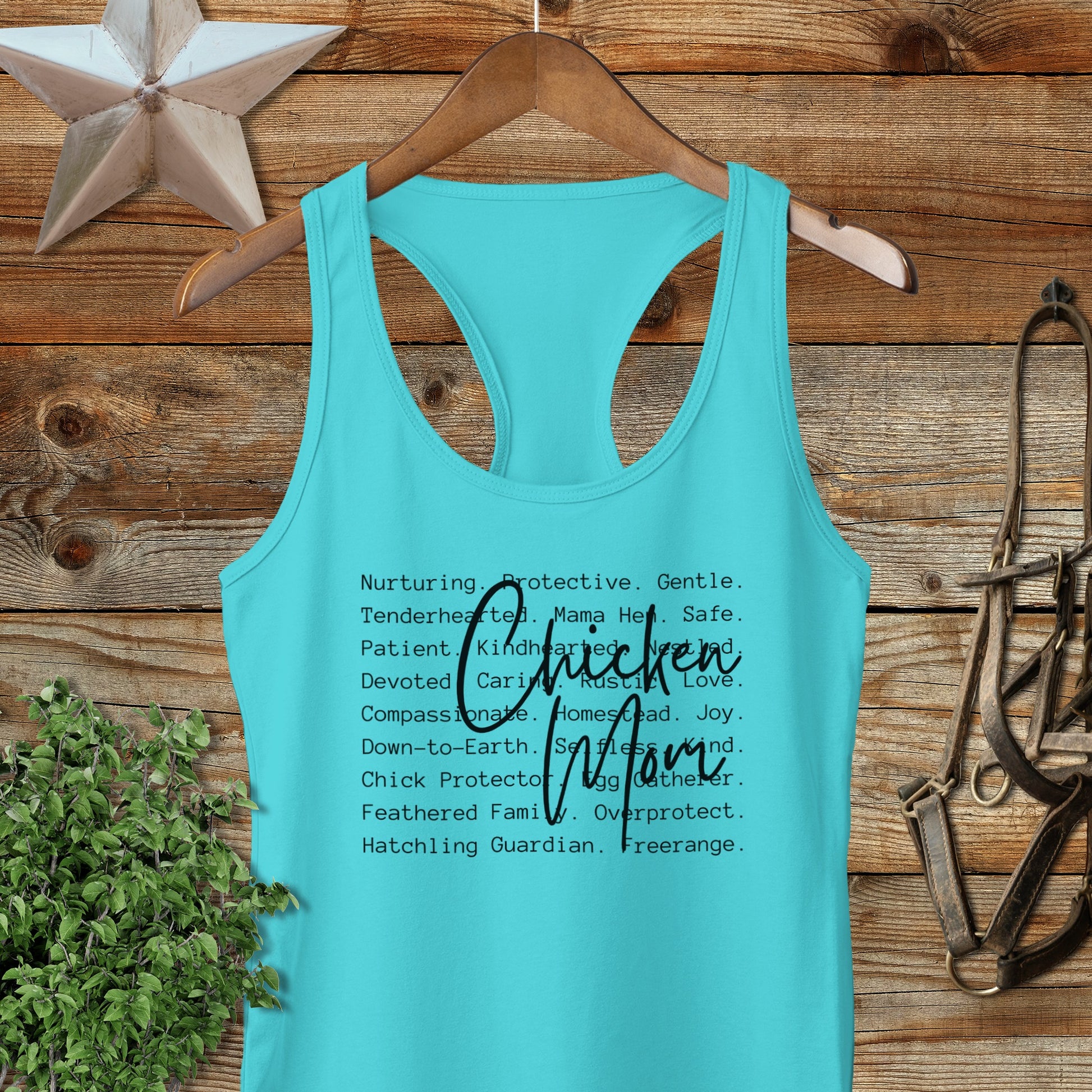 Chicken Mom Words Racerback Tank