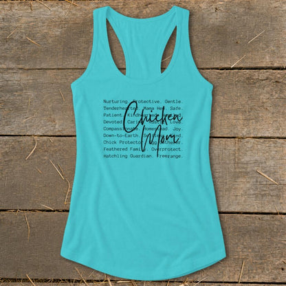 Chicken Mom Words Racerback Tank