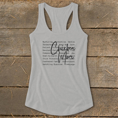 Chicken Mom Words Racerback Tank