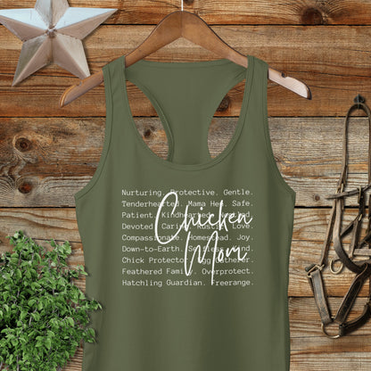 Chicken Mom Words Racerback Tank