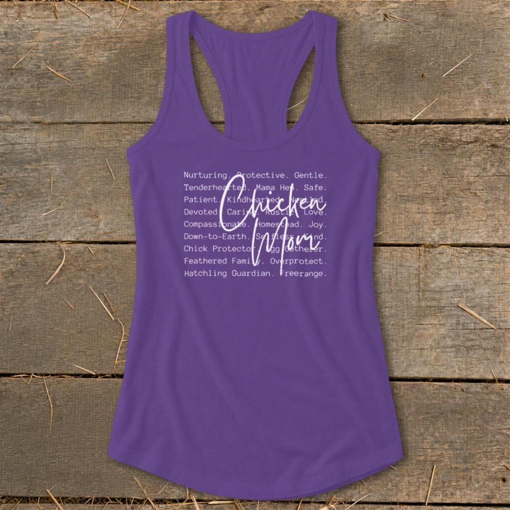 Chicken Mom Words Racerback Tank
