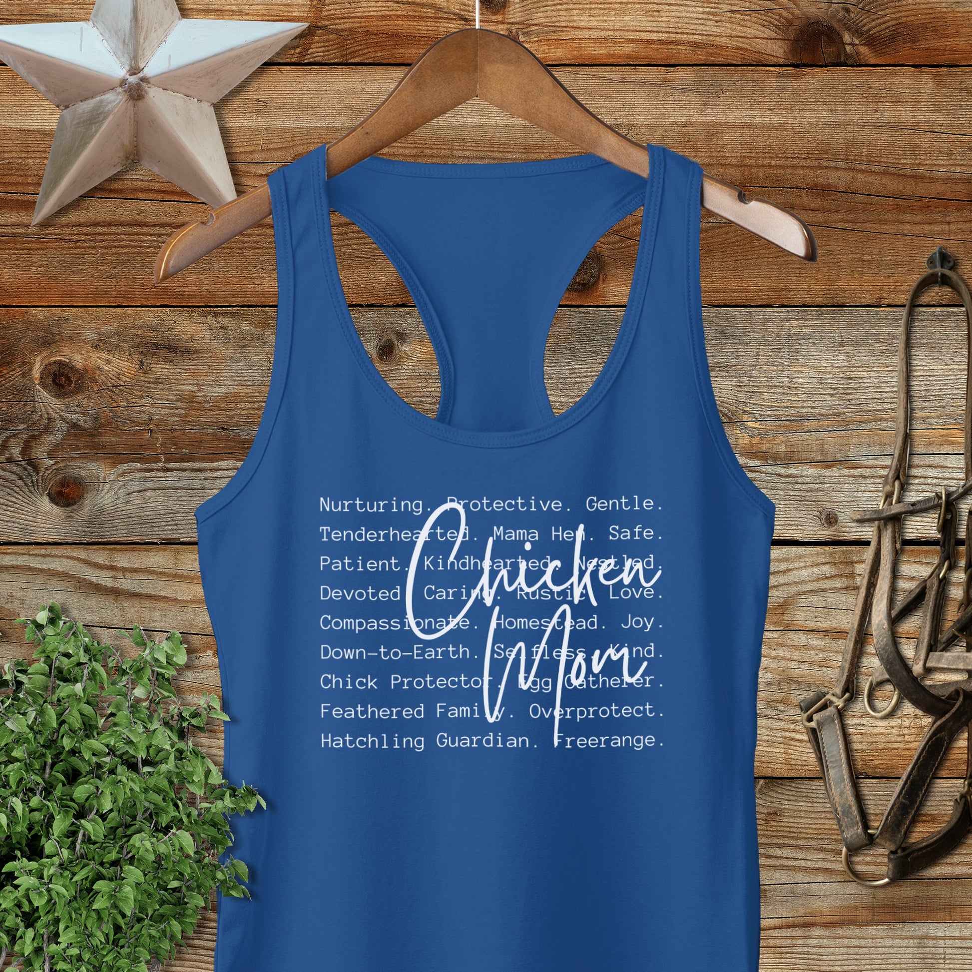 Chicken Mom Words Racerback Tank