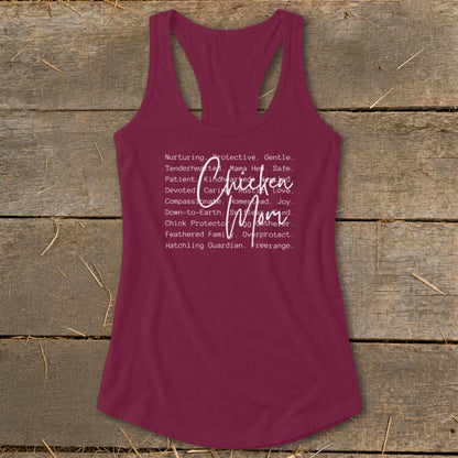 Chicken Mom Words Racerback Tank