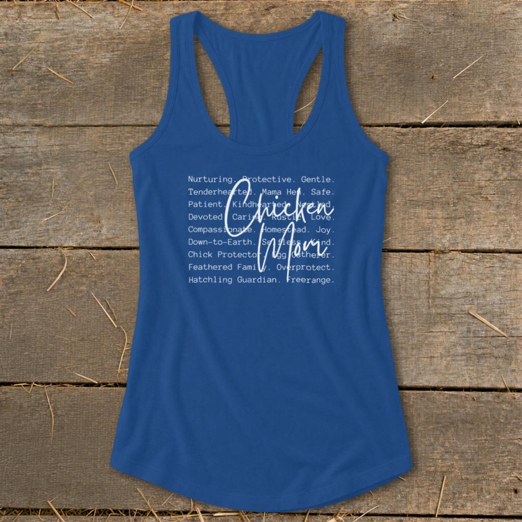 Chicken Mom Words Racerback Tank