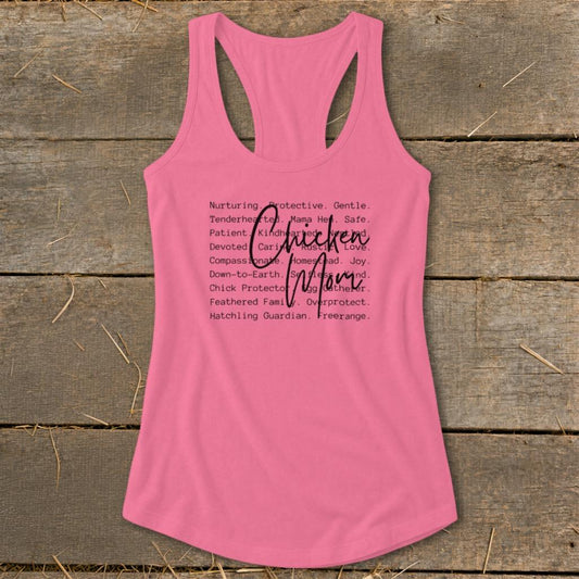 Chicken Mom Words Racerback Tank