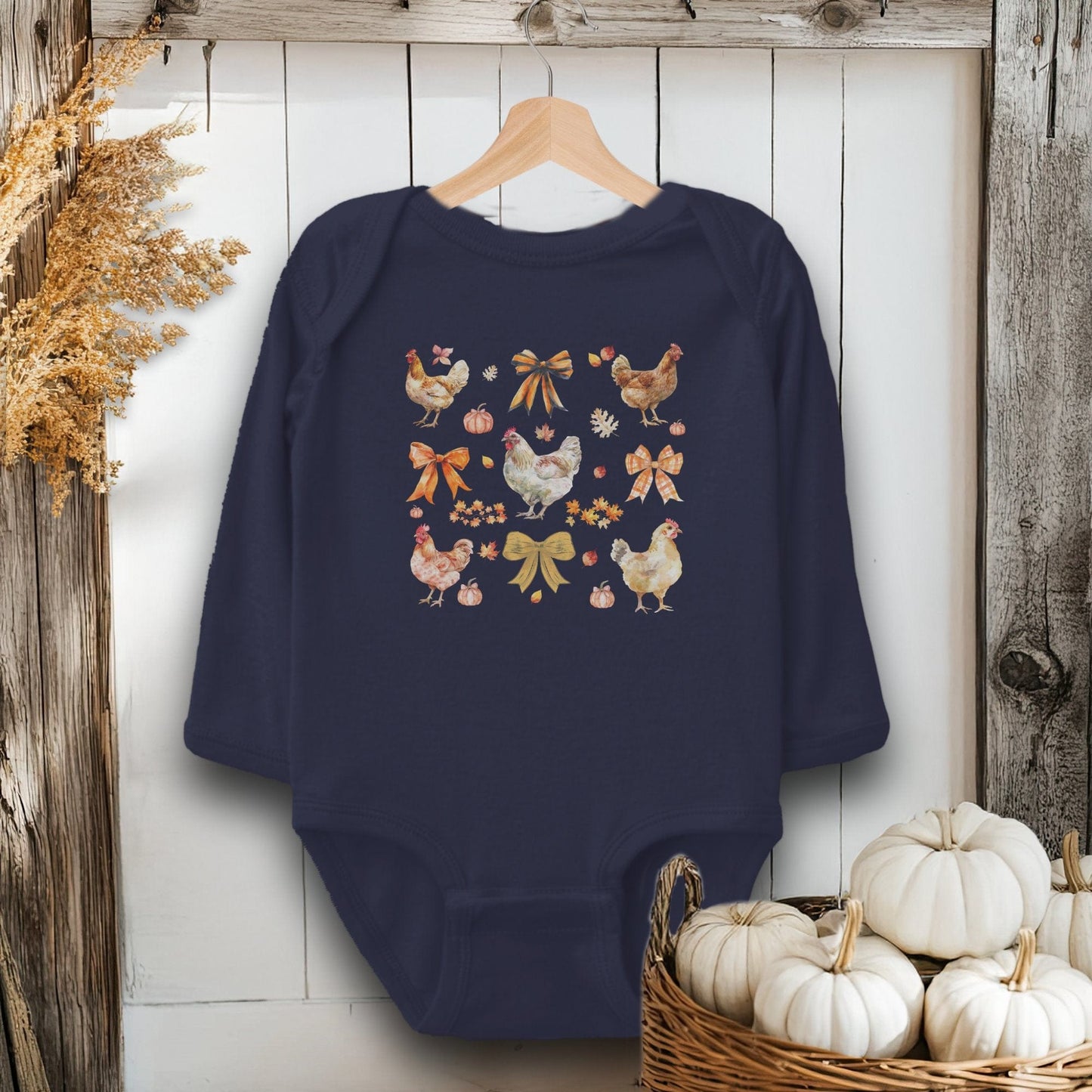 Chickens and Bows Fall - Baby Shirt