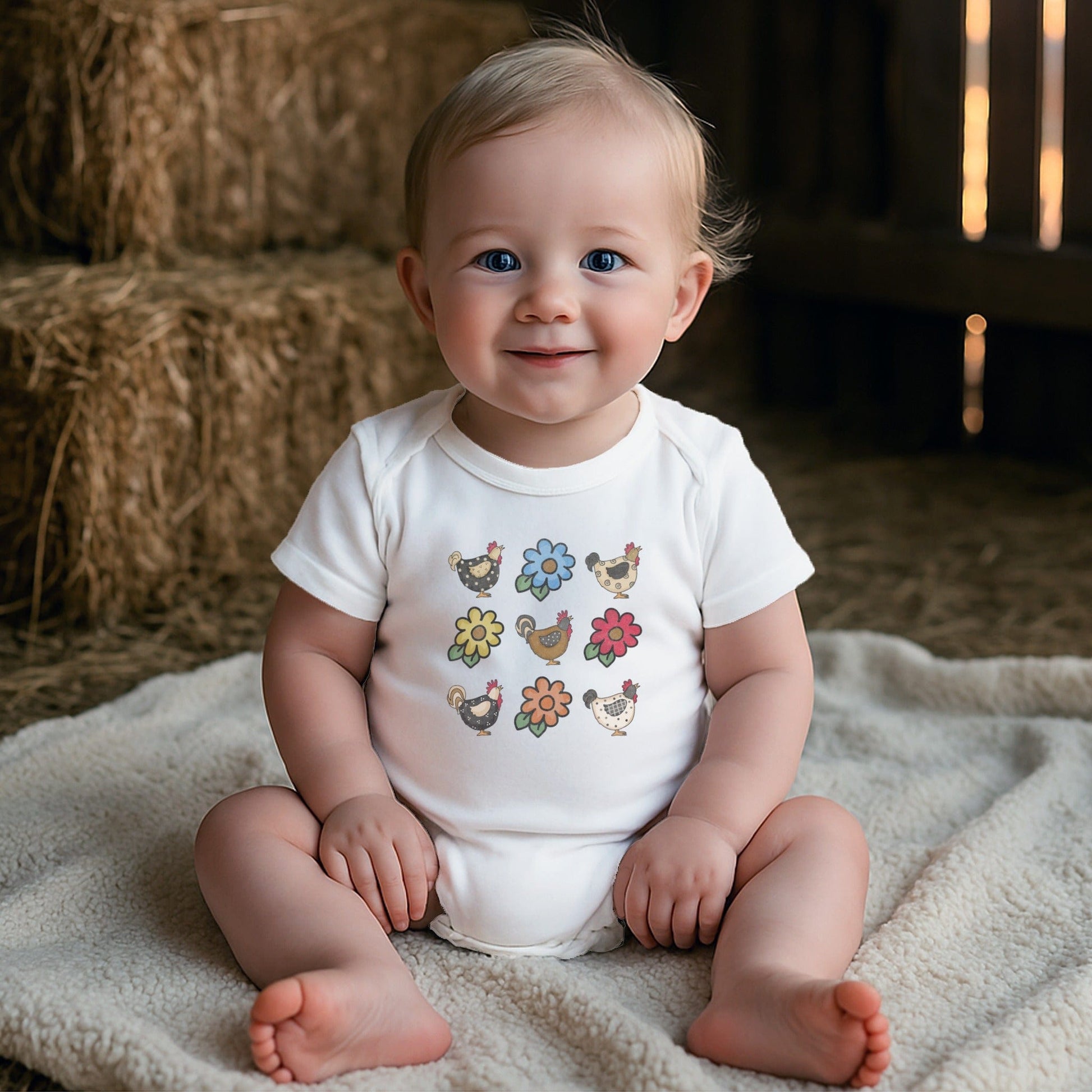 Chickens and Flowers Bodysuit (Baby)