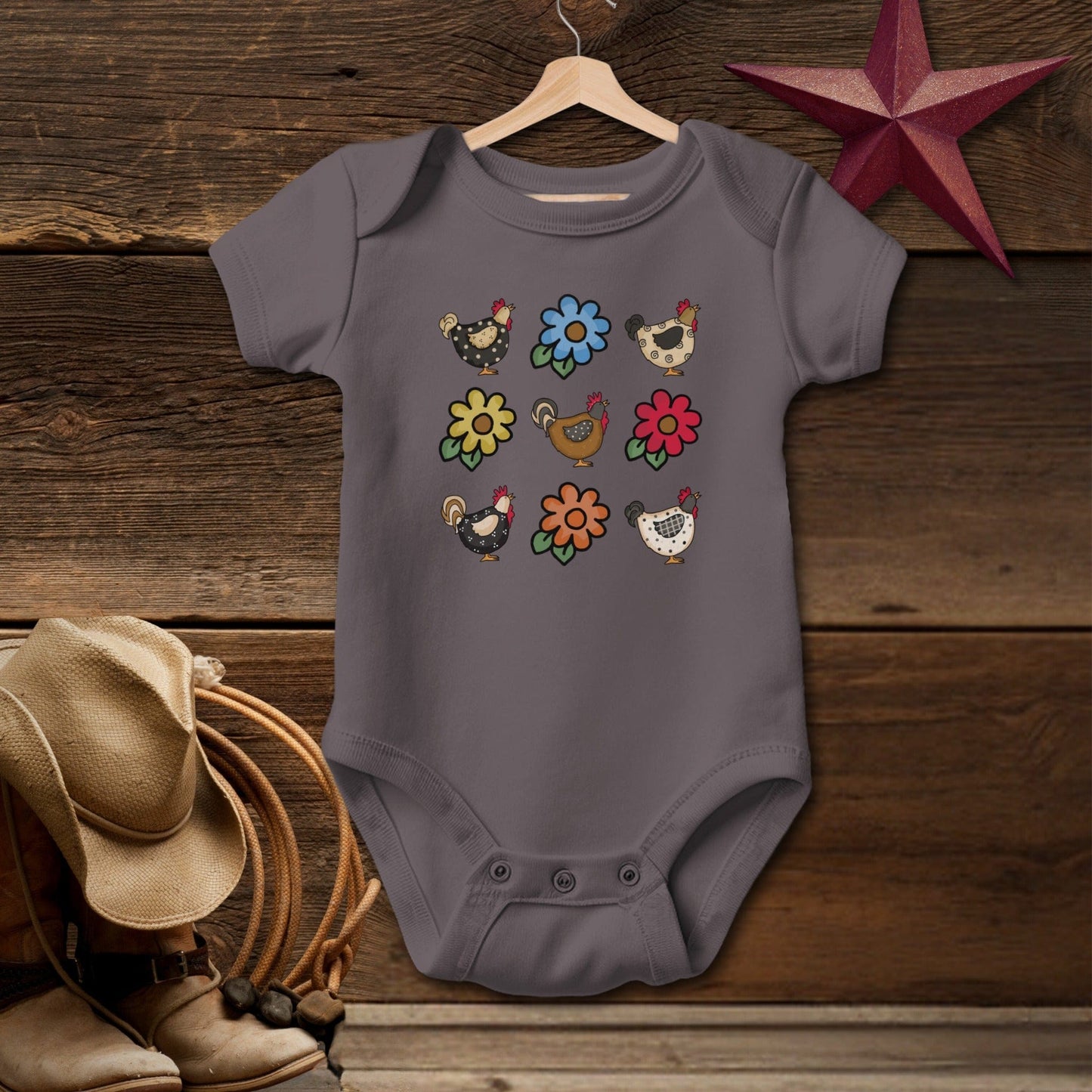 Chickens and Flowers Bodysuit (Baby)