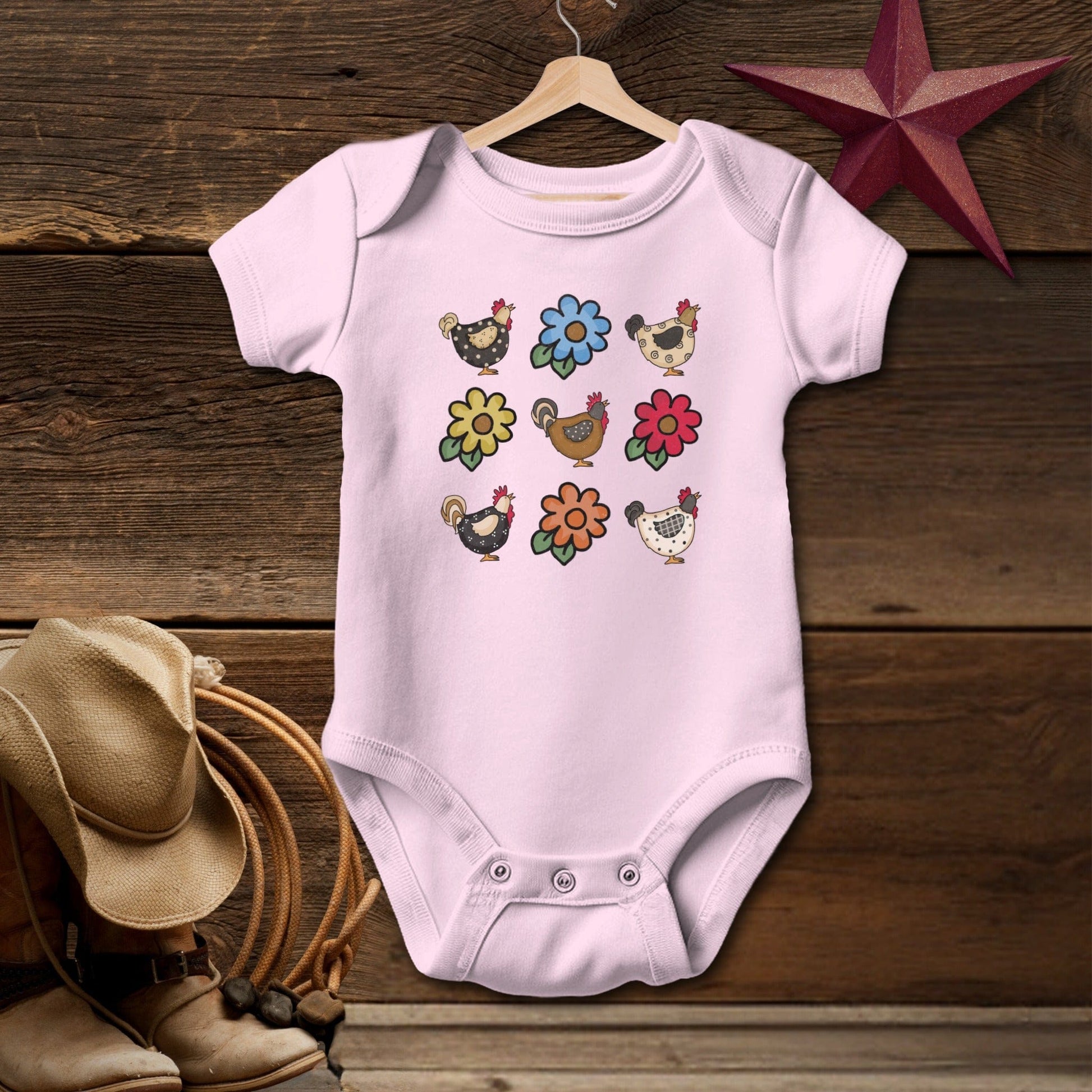 Chickens and Flowers Bodysuit (Baby)