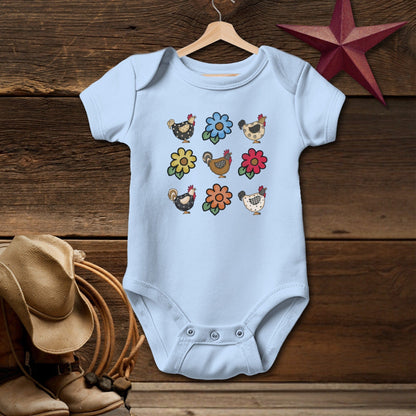 Chickens and Flowers Bodysuit (Baby)