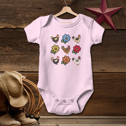 Chickens and Flowers Bodysuit (Baby)
