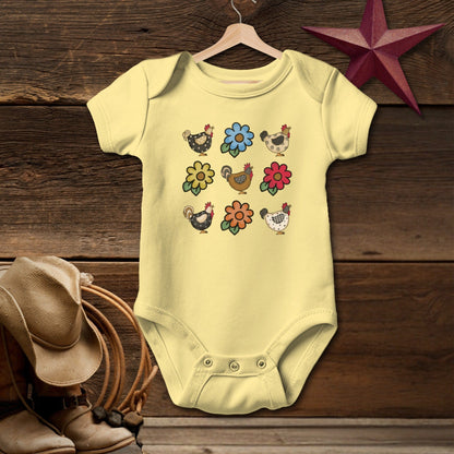 Chickens and Flowers Bodysuit (Baby)