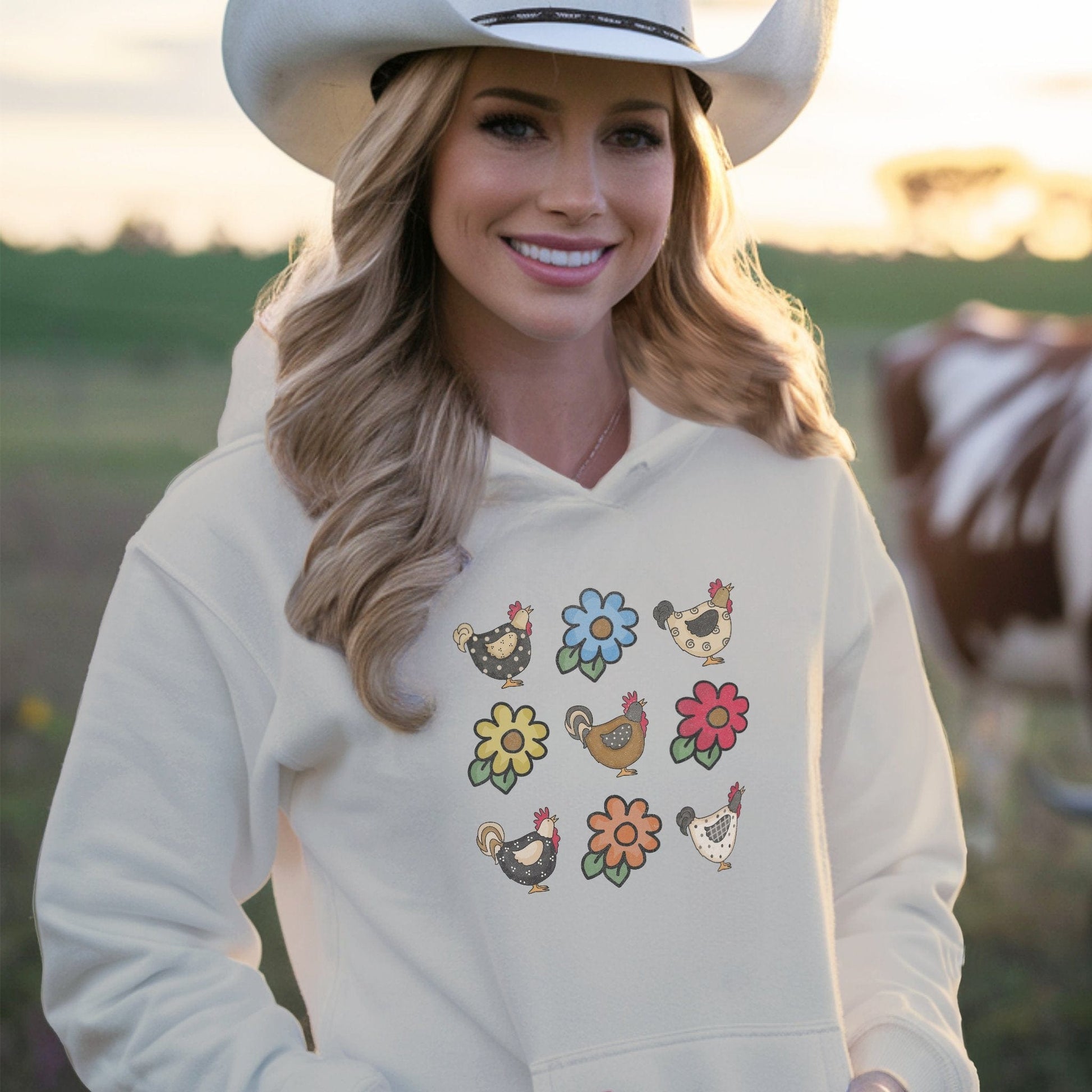 Chickens and Flowers Hoodie