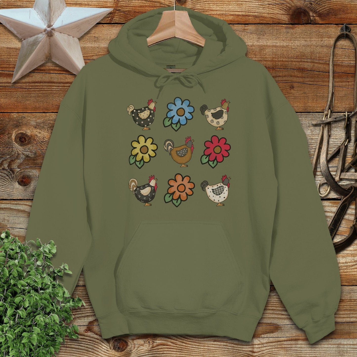 Chickens and Flowers Hoodie