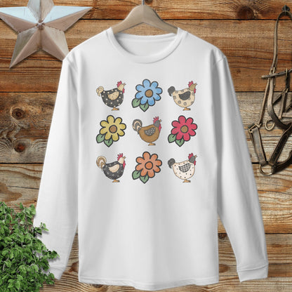 Chickens and Flowers Long Sleeve Tee