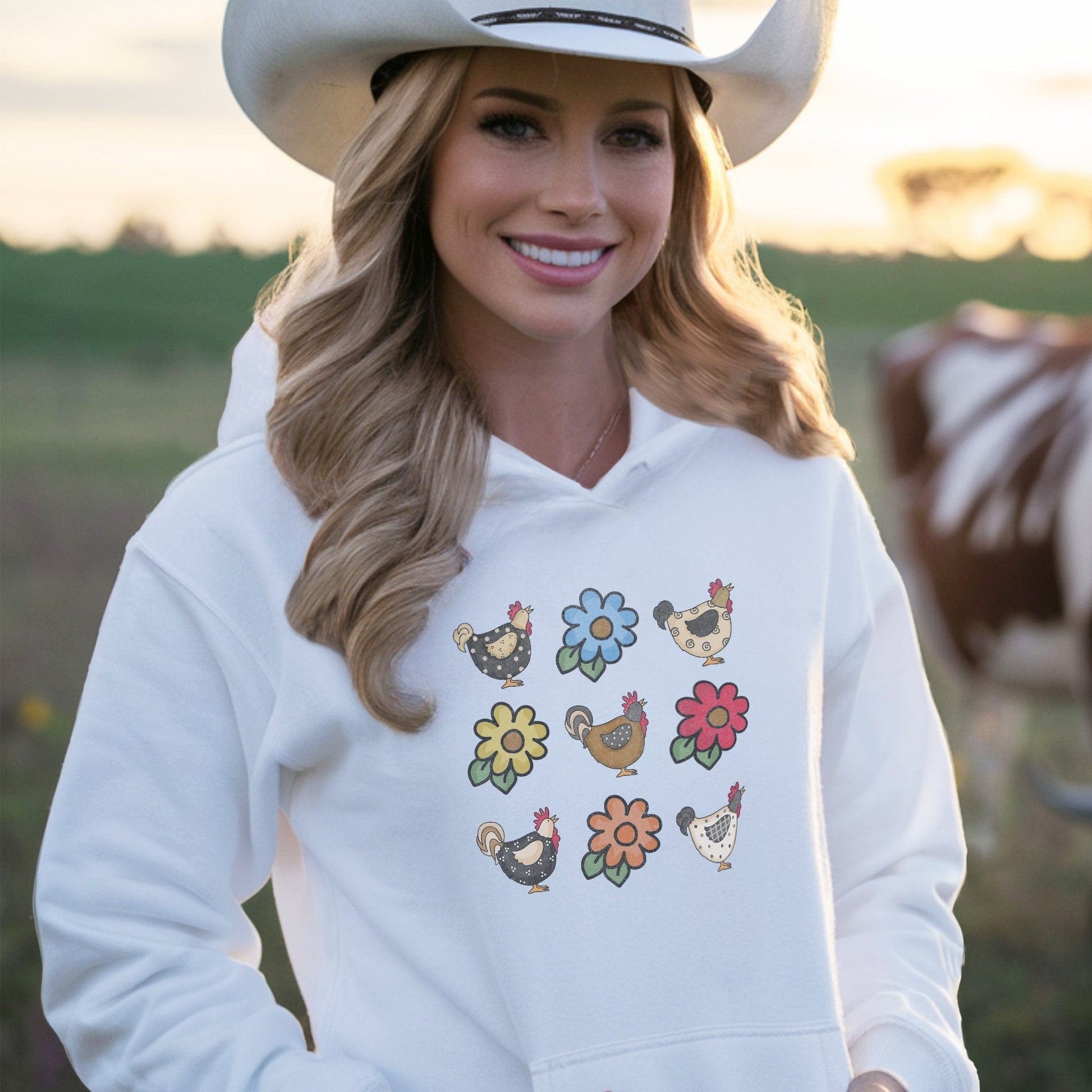 Chickens and Flowers Sweatshirt