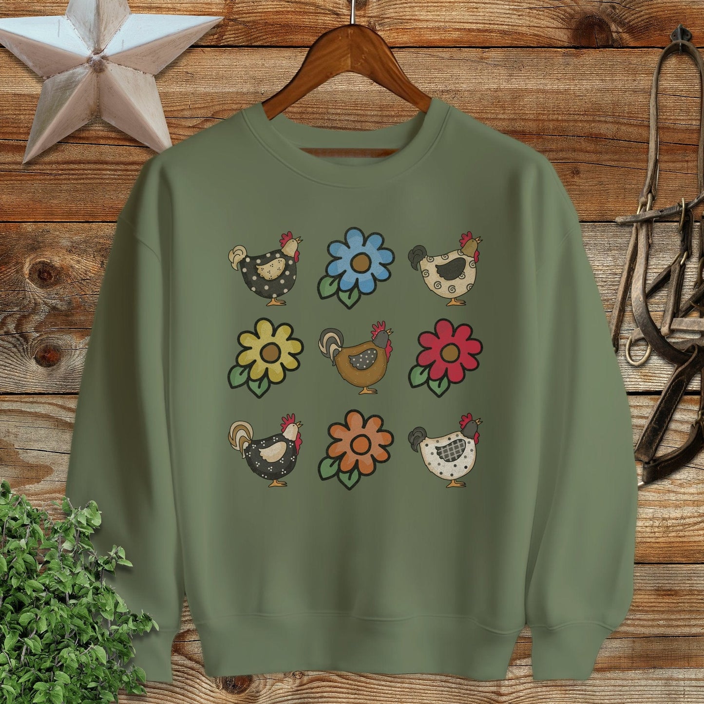 Chickens and Flowers Sweatshirt