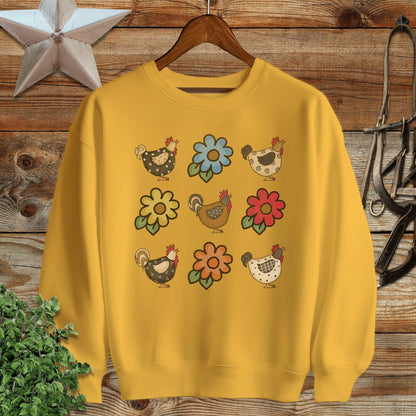 Chickens and Flowers Sweatshirt