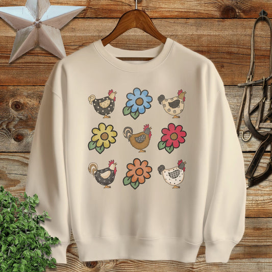 Chickens and Flowers Sweatshirt