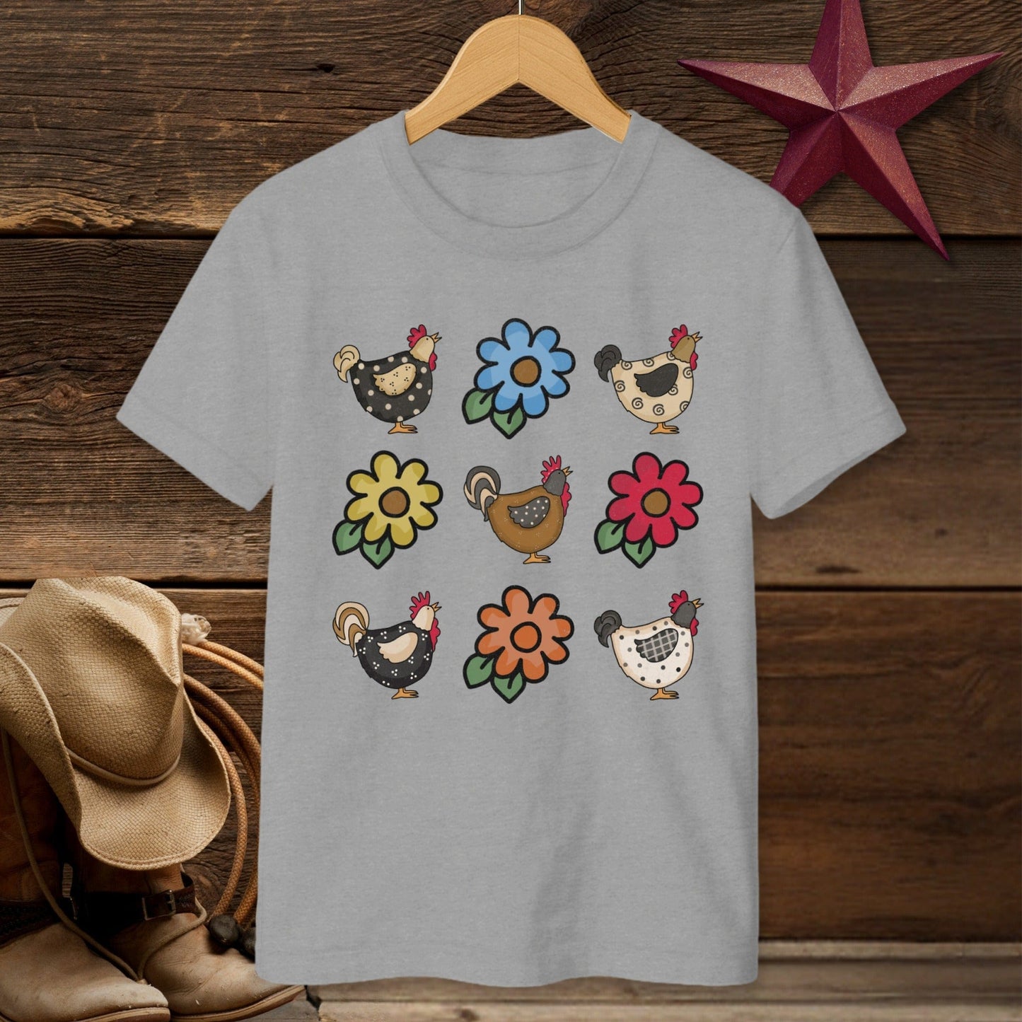Chickens and Flowers T-Shirt (Youth)
