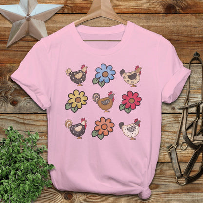 Chickens and Flowers T-shirt