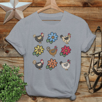 Chickens and Flowers T-shirt