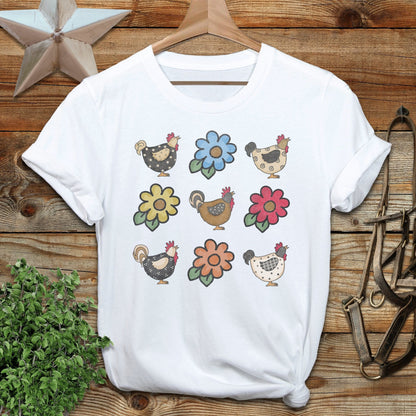 Chickens and Flowers T-shirt