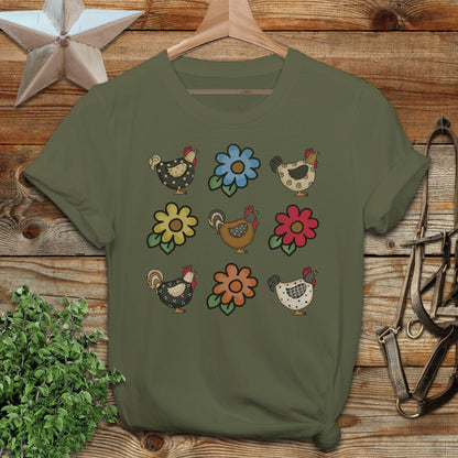 Chickens and Flowers T-shirt