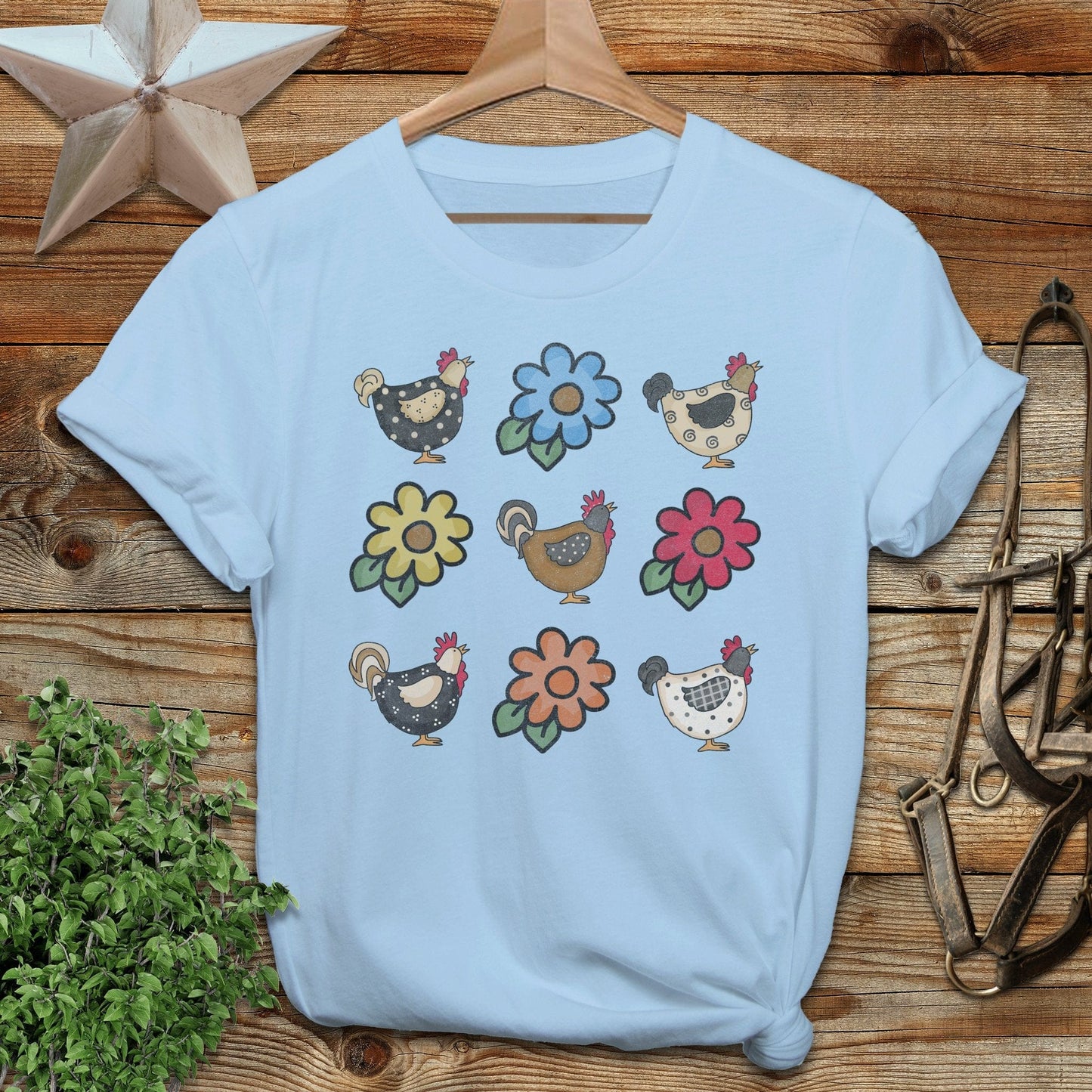Chickens and Flowers T-shirt