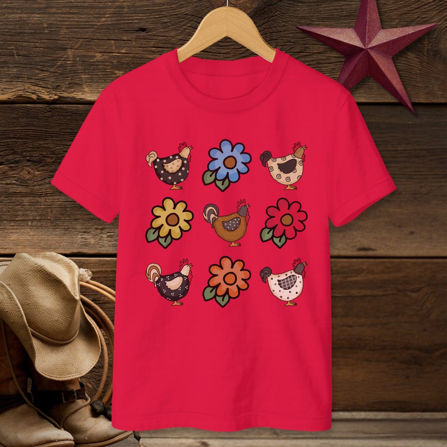 Chickens and Flowers T-shirt (Youth)