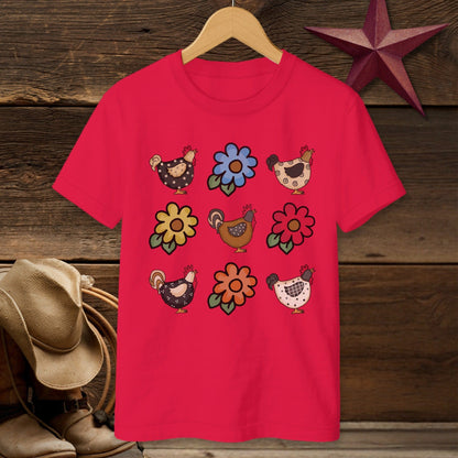 Chickens and Flowers T-shirt (Youth)