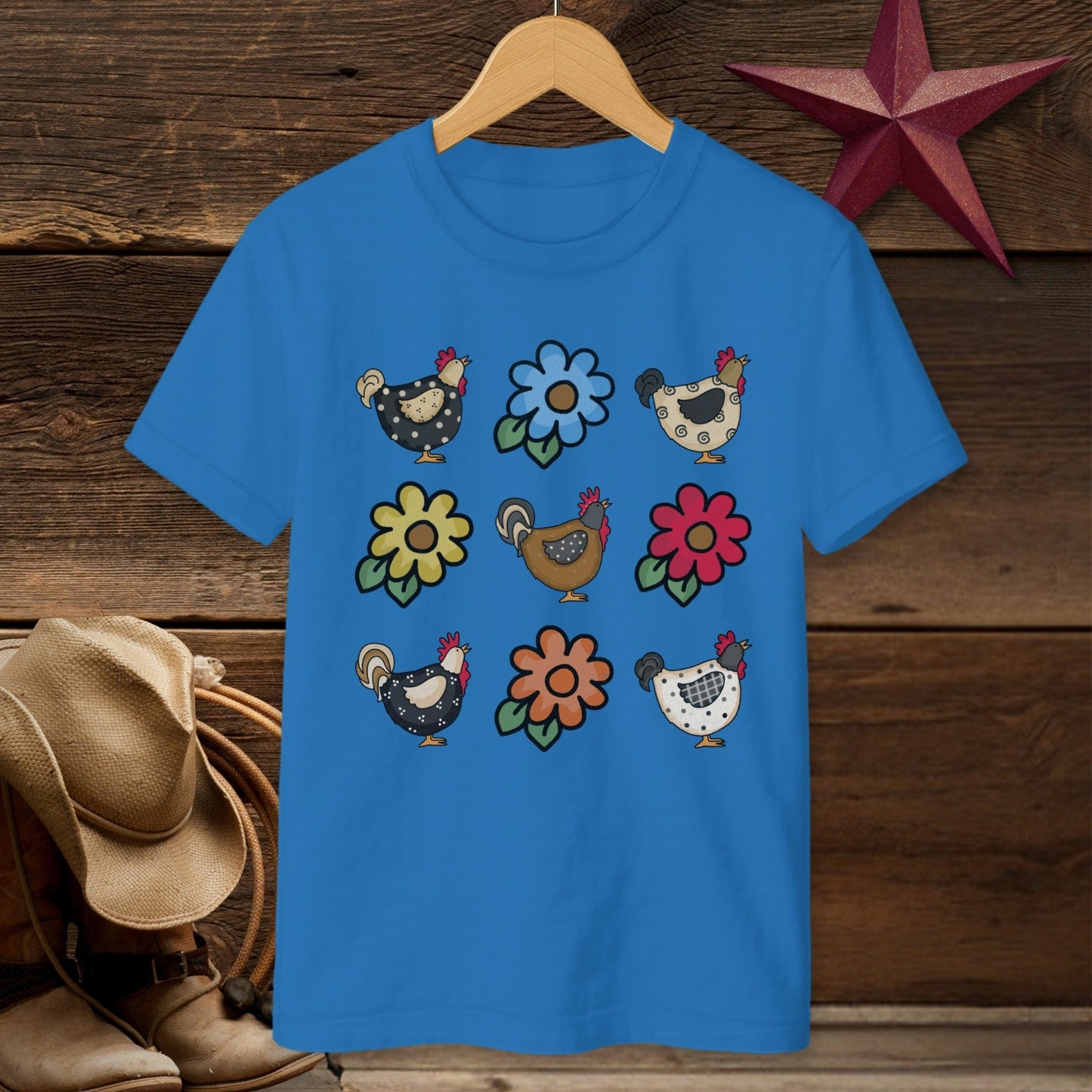 Chickens and Flowers T-shirt (Youth)