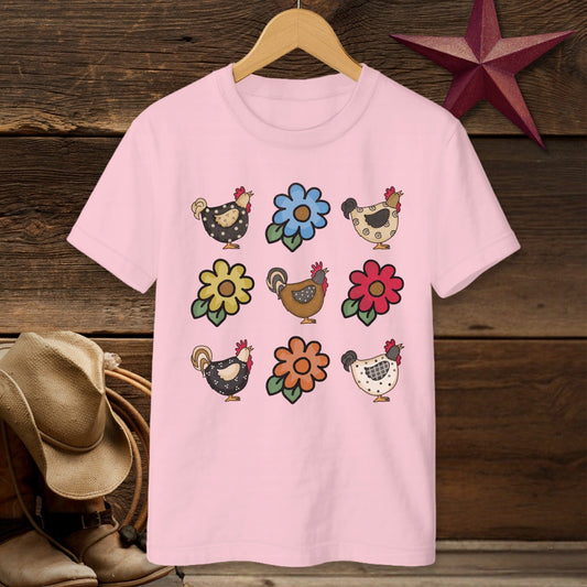 Chickens and Flowers T-shirt (Youth)
