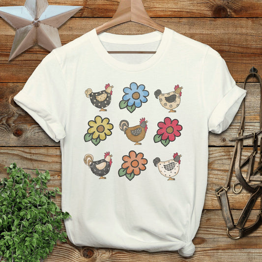 Chickens and Flowers T-shirt