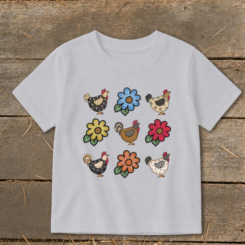 Chickens and Flowers Toddler Tee
