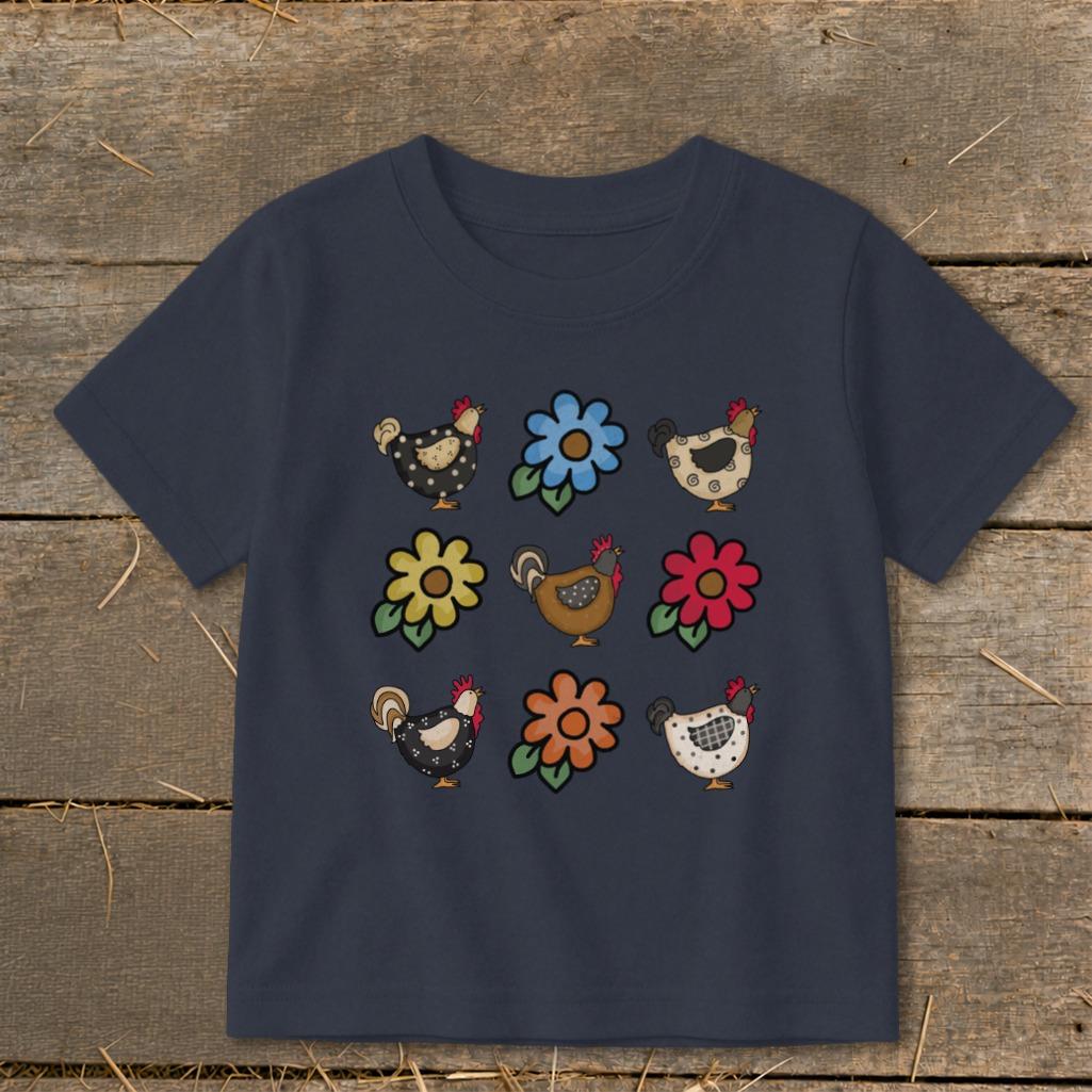 Chickens and Flowers Toddler Tee