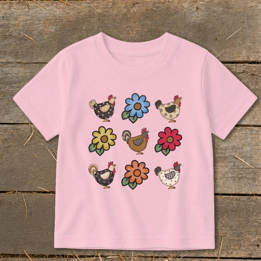 Chickens and Flowers Toddler Tee