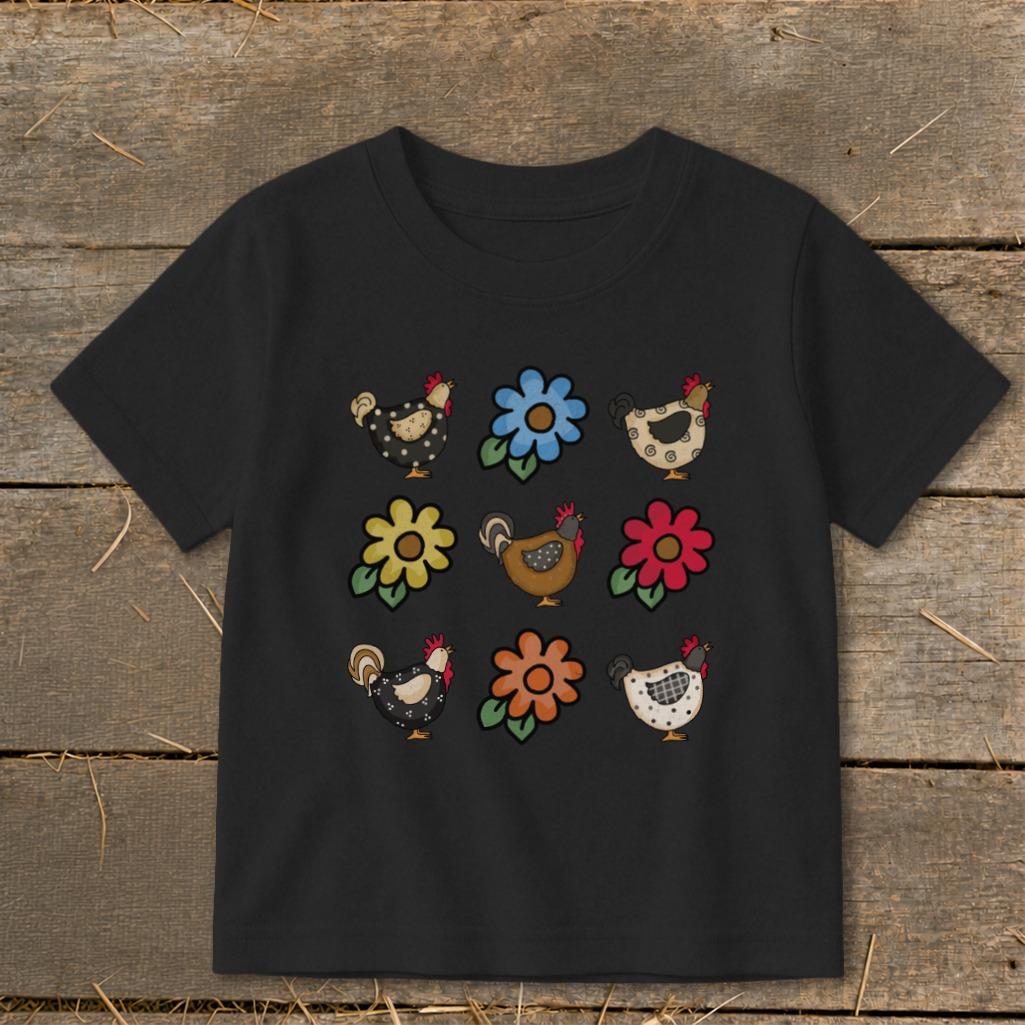 Chickens and Flowers Toddler Tee